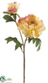 Silk Plants Direct Vintage Peony Spray - Yellow Light - Pack of 12