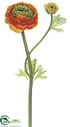 Silk Plants Direct Double Ruffle Ranunculus Spray - Orange - Pack of 12