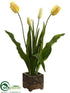 Silk Plants Direct Tulip - Yellow Green - Pack of 2