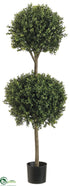 Silk Plants Direct Boxwood Double Ball Topiary - Green Two Tone - Pack of 1