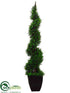 Silk Plants Direct Cedar Topiary Spiral - Green - Pack of 4