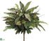 Silk Plants Direct Peacock, Fern, Grass Bush - Green Mixed - Pack of 6