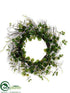 Silk Plants Direct Eucalyptus, Berry Wreath - Green Cream - Pack of 2