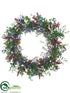 Silk Plants Direct Eucalyptus, Thistle Wreath - Burgundy Green - Pack of 2