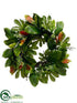 Silk Plants Direct Magnolia, Fatsia, Eucalyptus Seed Wreath - Green - Pack of 2