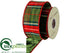 Silk Plants Direct Plaid Velvet Ribbon - Red Green - Pack of 6