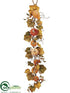 Silk Plants Direct Pumpkin, Gourd, Berry, Grape Leaf Garland - Orange Green - Pack of 2