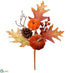 Silk Plants Direct Velvet Pumpkin, Berry, Oak Pick - Orange Brown - Pack of 12