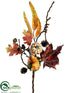 Silk Plants Direct Pumpkin, Acorn, Pine Cone Pick - Fall - Pack of 12