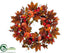 Silk Plants Direct Pumpkin, Chinese Lantern, Berry Wreath - Fall Orange - Pack of 2