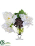 Silk Plants Direct Peony, Sedum - White Black - Pack of 1