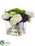 Silk Plants Direct Ranunculus, Hydrangea - White Eggplant - Pack of 1