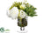 Peony, Aeonium, Baby Breath - White Green - Pack of 1