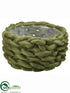 Silk Plants Direct Knitted Wool Basket - Green - Pack of 6