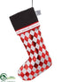 Silk Plants Direct Season's Greeting Harlequin Pattern Stocking - Red Black - Pack of 6