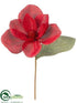 Silk Plants Direct Glittered Linen Magnolia Pick - Red - Pack of 12