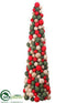 Silk Plants Direct Burlap Ball Cone Topiary - Red Green - Pack of 2