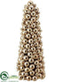 Silk Plants Direct Ornament Ball Cone Topiary - Gold - Pack of 1