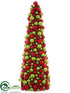 Silk Plants Direct Cone Topiary - Red Green - Pack of 4