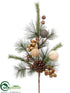 Silk Plants Direct Burlap Ball, Pine Cone, Pine Spray - Brown Green - Pack of 6