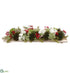 Silk Plants Direct Snowball, Berry, Pine Cone Centerpiece on Wood Pedestal - Green Red - Pack of 1