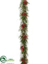 Silk Plants Direct Berry, Pine Cone, Pine Garland - Red Green - Pack of 2