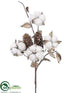 Silk Plants Direct Cotton, Pine Cone Pick - White Brown - Pack of 12