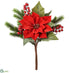 Silk Plants Direct Velvet Poinsettia, Berry , Pine Bundle - Red Green - Pack of 6