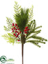 Silk Plants Direct Berry, Pine Cone, Pine Spray - Red Green - Pack of 6