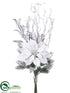 Silk Plants Direct Poinsettia, Pine Cone, Pine Bundle - White Snow - Pack of 6