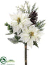 Silk Plants Direct Poinsettia, Pine Cone, Pine Bundle - White Green - Pack of 6