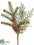 Silk Plants Direct Pine, Fern, Cone Spray - Green - Pack of 12