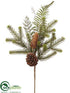 Silk Plants Direct Pine, Fern, Cone Spray - Green - Pack of 6