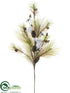 Silk Plants Direct Pine, Faux Cotton Ball, Cone Spray - Green Snow - Pack of 6