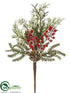 Silk Plants Direct Berry, Pine Cone, Pine Spray - Red Brown - Pack of 6