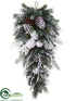 Silk Plants Direct Snowed Snowball, Pine Cone, Pine Teardrop - White Brown - Pack of 2