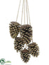 Silk Plants Direct Pine Cone Hanger - Gold - Pack of 6