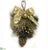 Pine Cone, Berry, Pine, Ribbon Door Hanger - Gold - Pack of 6