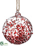 Silk Plants Direct Glass Ball Ornament - Red Clear - Pack of 6