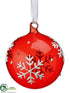 Silk Plants Direct Glass Ball Ornament - Red White - Pack of 6