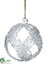 Silk Plants Direct Glass Ball Ornament - Clear Silver - Pack of 6