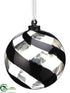 Silk Plants Direct Glass Ball Ornament - Clear Black - Pack of 4