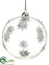 Silk Plants Direct Ball Ornament - White Silver - Pack of 6