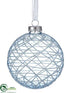 Silk Plants Direct Glass Ball Ornament - Blue White - Pack of 6