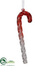 Silk Plants Direct Glass Candy Cane Ornament - Red Clear - Pack of 6