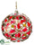 Jeweled Diamond Glass Ball Ornament - Red Green - Pack of 2