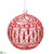 Glittered Glass Ball Ornament - Red Frosted - Pack of 12