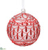 Silk Plants Direct Glittered Glass Ball Ornament - Red Frosted - Pack of 12