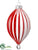 Glass Finial Ornament - Red White - Pack of 6