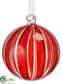 Silk Plants Direct Glass Ball Ornament - Red Clear - Pack of 6